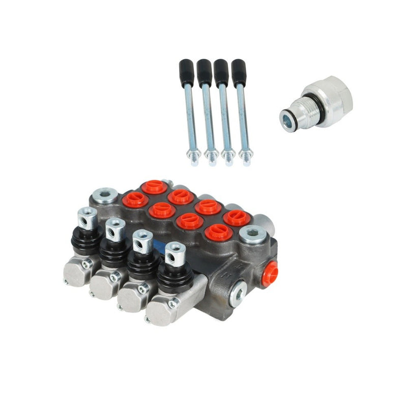 DURAFORCE Hydraulic Directional Control Valve 4 Spool 11GPM BSPP With Conversion Plug