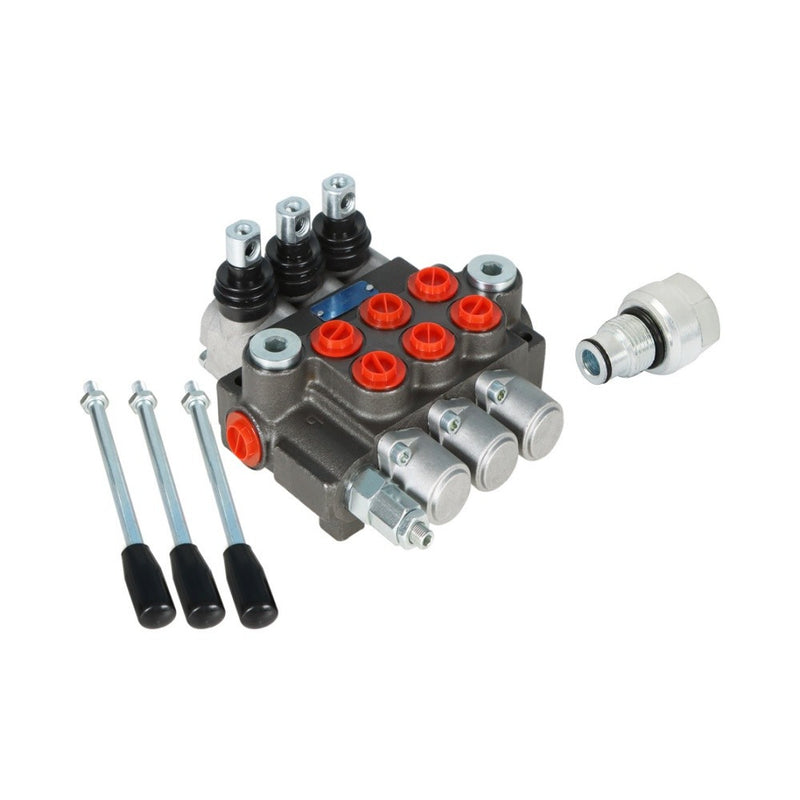 DURAFORCE 3 Spool Hydraulic Directional Control Valve BSPP Interface With Conversion Plug