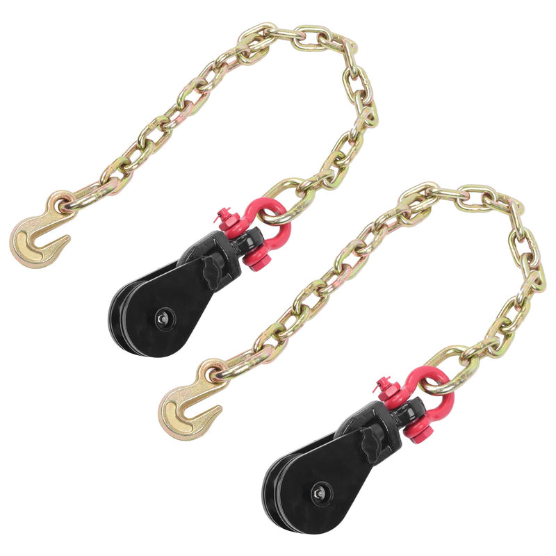 DURAFORCE 2 X 2Ton 3" Snatch Block w/2' Tow Chain Anchor Wrecker Flatbed Truck Car Carrier