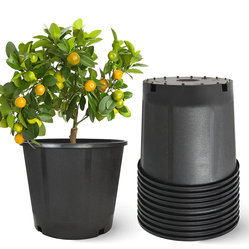 DURAFORCE 10 × 15 Gallon Plastic Nursery Pots Heavy Duty Garden Plant Nutrition Pots