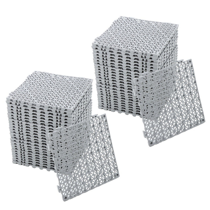 DURAFORCE Interlocking Drainage Floor Mat 12"x 12" PVC Non-Slip Floor Tiles 50 Pack Gray