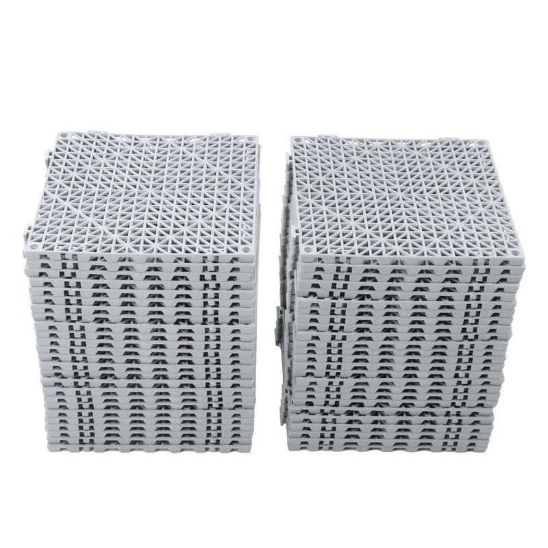 DURAFORCE Interlocking Drainage Floor Mat 12"x 12" PVC Non-Slip Floor Tiles 50 Pack Gray
