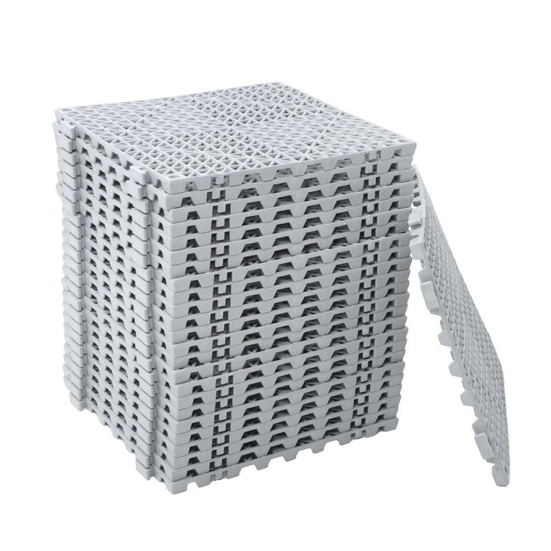 DURAFORCE Interlocking Drainage Floor Mat 12"x 12" PVC Non-Slip Floor Tiles 50 Pack Gray