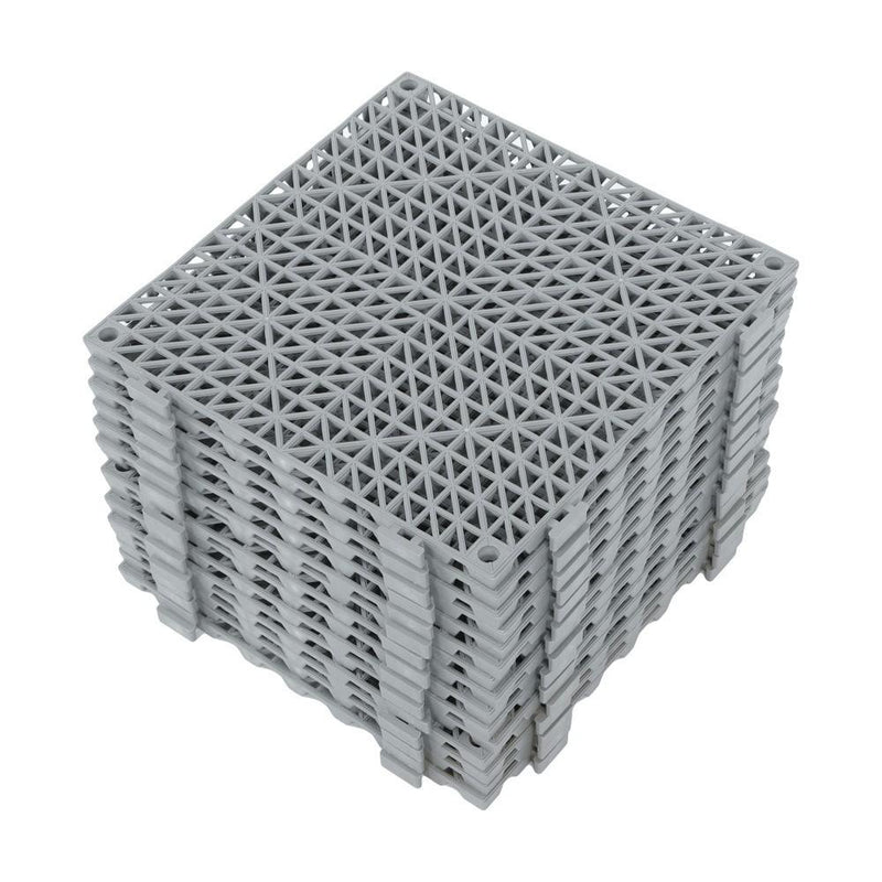 DURAFORCE Interlocking Drainage Floor Mat 12"x 12" PVC Non-Slip Floor Tiles 50 Pack Gray