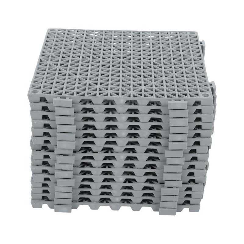 DURAFORCE Interlocking Drainage Floor Mat 12"x 12" PVC Non-Slip Floor Tiles 50 Pack Gray