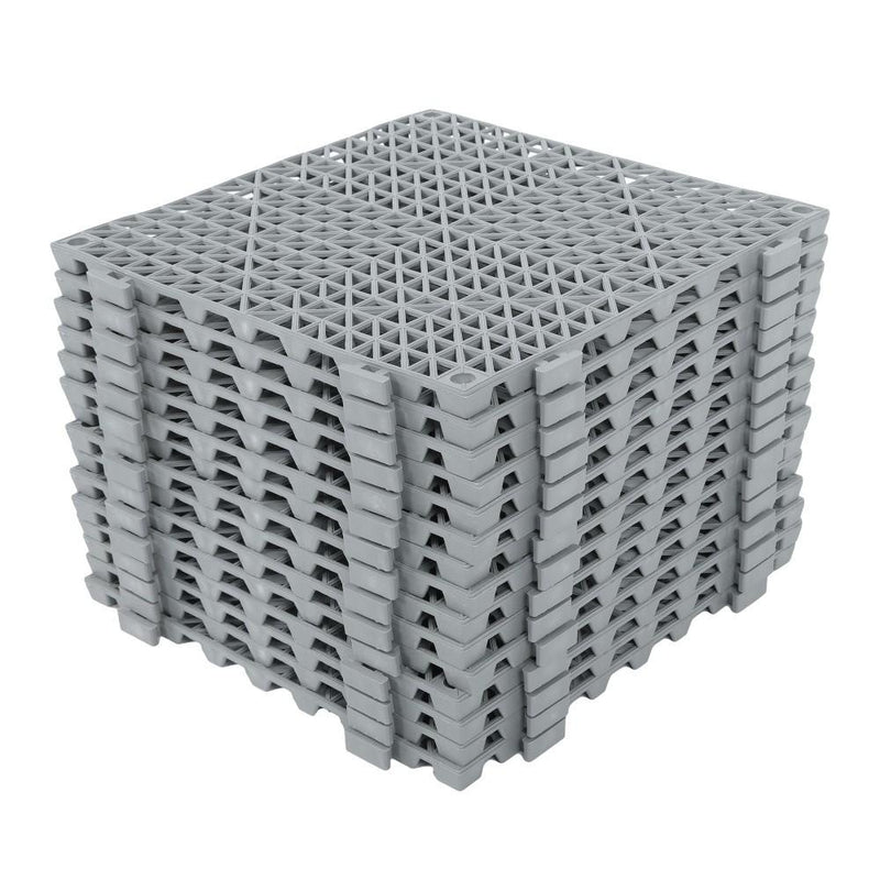 DURAFORCE Interlocking Drainage Floor Mat 12"x 12" PVC Non-Slip Floor Tiles 50 Pack Gray