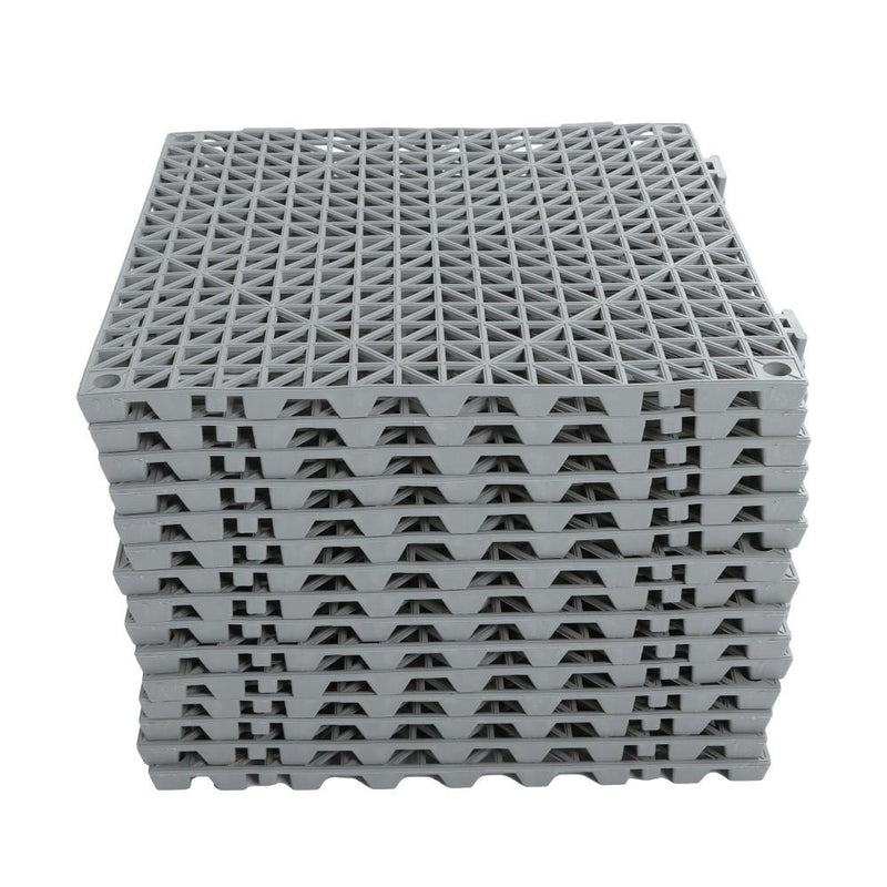 DURAFORCE Interlocking Drainage Floor Mat 12"x 12" PVC Non-Slip Floor Tiles 50 Pack Gray