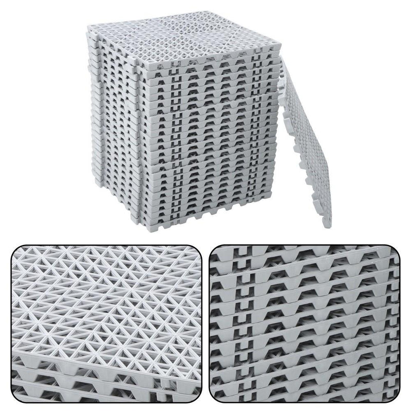 DURAFORCE Interlocking Drainage Floor Mat 12"x 12" PVC Non-Slip Floor Tiles 50 Pack Gray