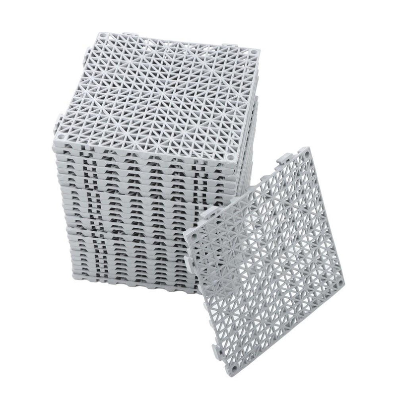 DURAFORCE Interlocking Drainage Floor Mat 12"x 12" PVC Non-Slip Floor Tiles 50 Pack Gray