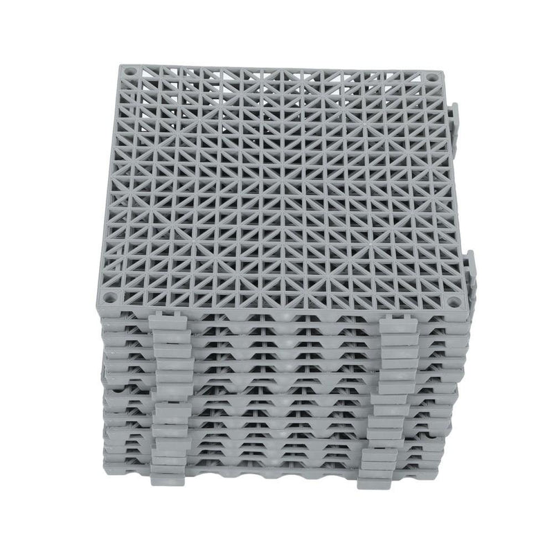 DURAFORCE Interlocking Drainage Floor Mat 12"x 12" PVC Non-Slip Floor Tiles 50 Pack Gray