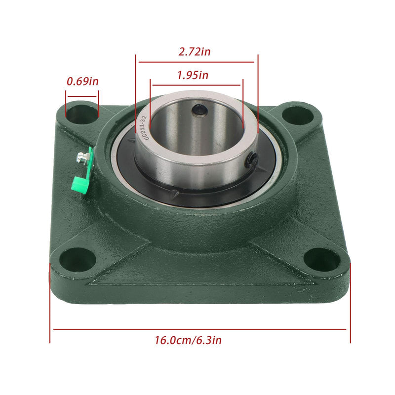 DURAFORCE UCF211-32 Pillow Block Bearing With 2" Bore Solid Base Self Alignment 4PCS