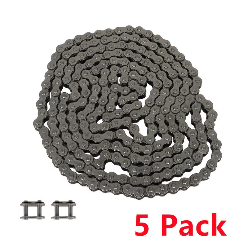 DURAFORCE 5 Pcs 10 FT Precision #40 Roller Chain With Carbon Steel 10 Connecting Links