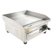 DURAFORCE Adjustable Temp Electric Griddle, 1500W, 14in Stainless Steel Flat Grill