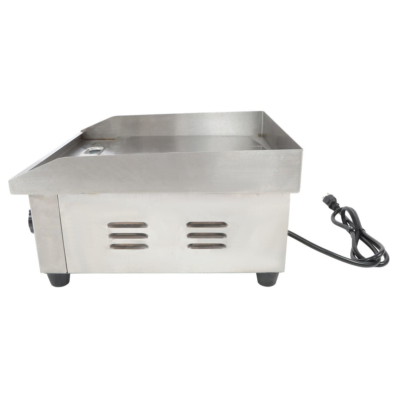 DURAFORCE Adjustable Temp Electric Griddle, 1500W, 14in Stainless Steel Flat Grill