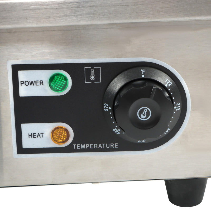 DURAFORCE Adjustable Temp Electric Griddle, 1500W, 14in Stainless Steel Flat Grill