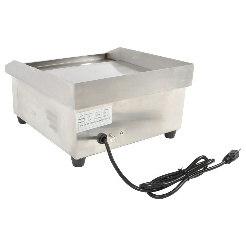 DURAFORCE Adjustable Temp Electric Griddle, 1500W, 14in Stainless Steel Flat Grill