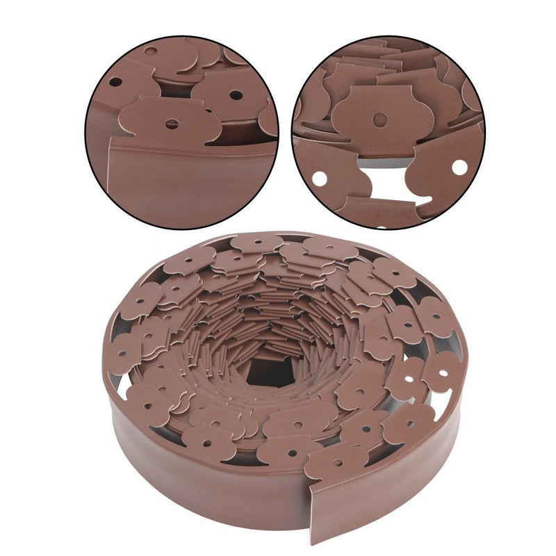 DURAFORCE 66FT 4" Brown Garden Landscape Edging No Dig Lawn Edging Border W/60 8-In Spikes