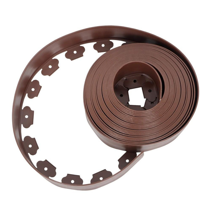 DURAFORCE 66FT 4" Brown Garden Landscape Edging No Dig Lawn Edging Border W/60 8-In Spikes