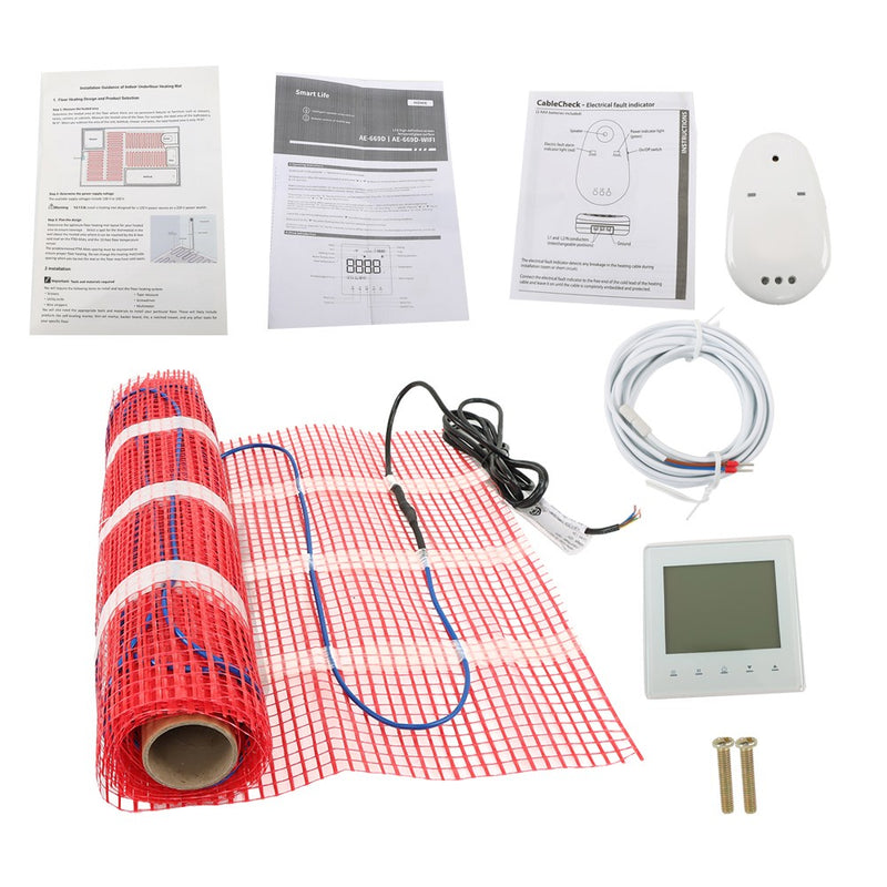DURAFORCE 15 Sqft 120V Electric Radiant Floor Heating Mat Kit For Under Tile and Laminate