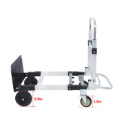 DURAFORCE Carbon Steel 2 in 1 Hand Truck Dolly W/ Rubber Brake-Wheels and 2 Elastic Ropes