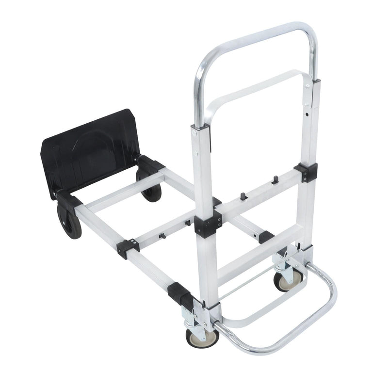 DURAFORCE Carbon Steel 2 in 1 Hand Truck Dolly W/ Rubber Brake-Wheels and 2 Elastic Ropes