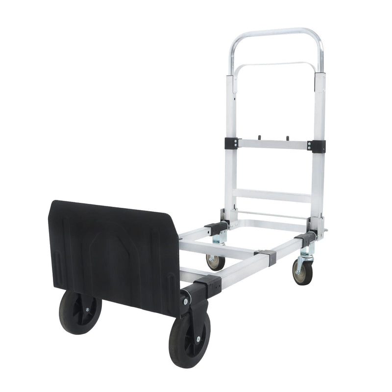 DURAFORCE Carbon Steel 2 in 1 Hand Truck Dolly W/ Rubber Brake-Wheels and 2 Elastic Ropes