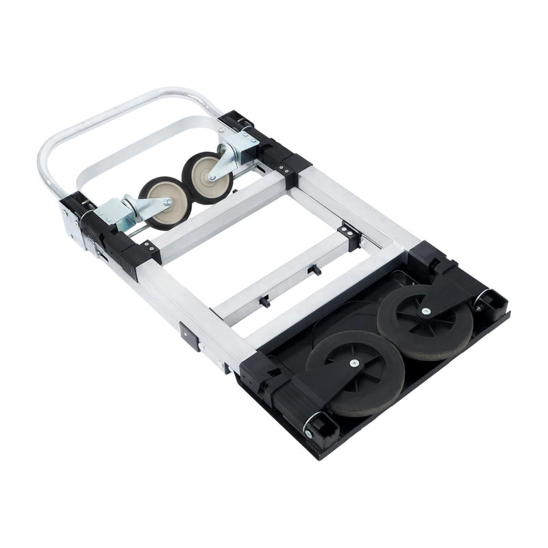 DURAFORCE Carbon Steel 2 in 1 Hand Truck Dolly W/ Rubber Brake-Wheels and 2 Elastic Ropes