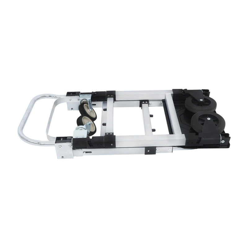 DURAFORCE Carbon Steel 2 in 1 Hand Truck Dolly W/ Rubber Brake-Wheels and 2 Elastic Ropes