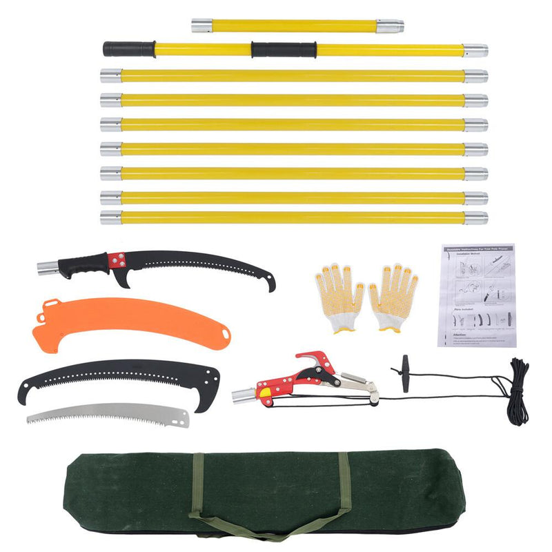 DURAFORCE 30 Feet Tree Pole Pruner Durable Tree Trimmers Handle Manual Branches Yellow