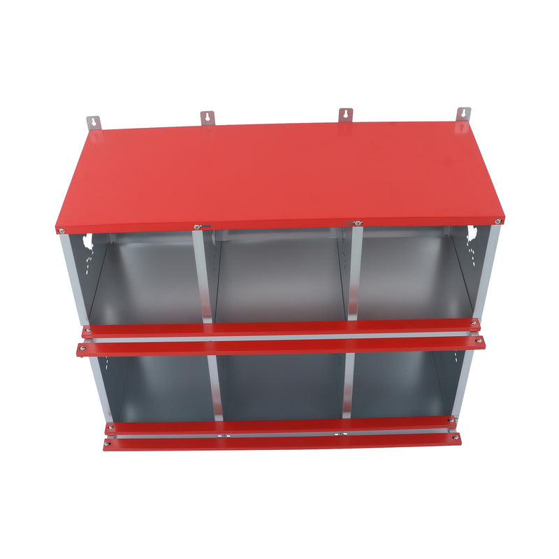 DURAFORCE 6 Compartment Heavy Nesting Box Chicken Nesting Box 6 Room Metal Nesting Red