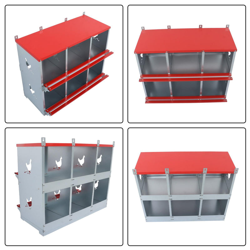 DURAFORCE 6 Compartment Heavy Nesting Box Chicken Nesting Box 6 Room Metal Nesting Red
