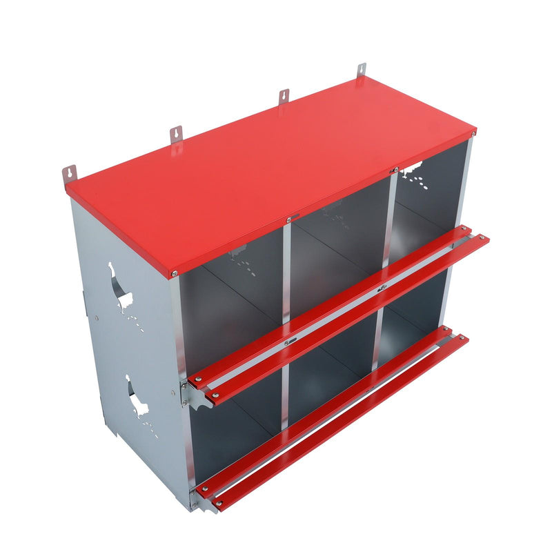 DURAFORCE 6 Compartment Heavy Nesting Box Chicken Nesting Box 6 Room Metal Nesting Red