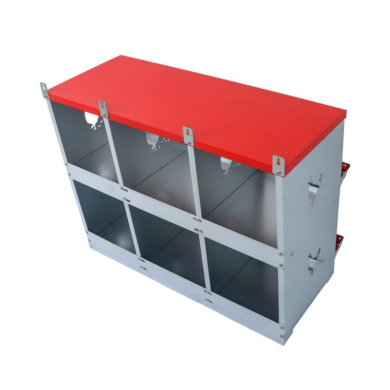 DURAFORCE 6 Compartment Heavy Nesting Box Chicken Nesting Box 6 Room Metal Nesting Red