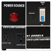 DURAFORCE Voltage Transformer Converter 2000 Watt Step Up/Down Convert from 110-120 Volt