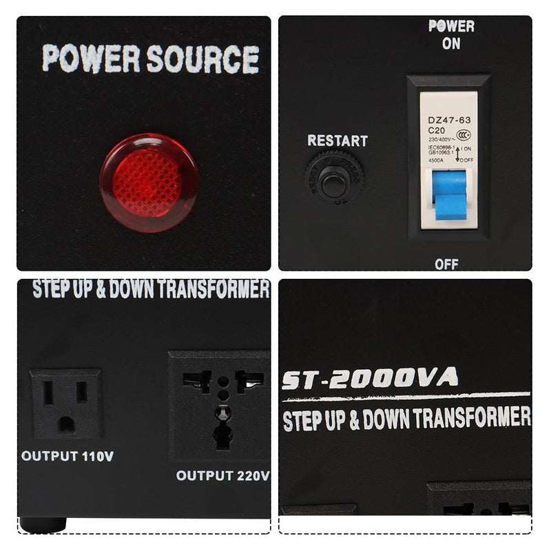 DURAFORCE Voltage Transformer Converter 2000 Watt Step Up/Down Convert from 110-120 Volt