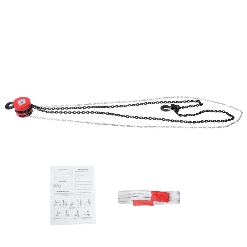 DURAFORCE 10ft 6600lbs Puller Block Manual Steel Hand Chain Hoist W/ 360° Swivel Hooks