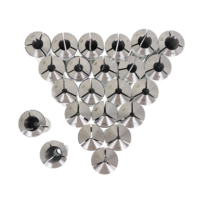 DURAFORCE 23 pcs R8 Collet Set Fractional 1/16" to 3/4" High Precision