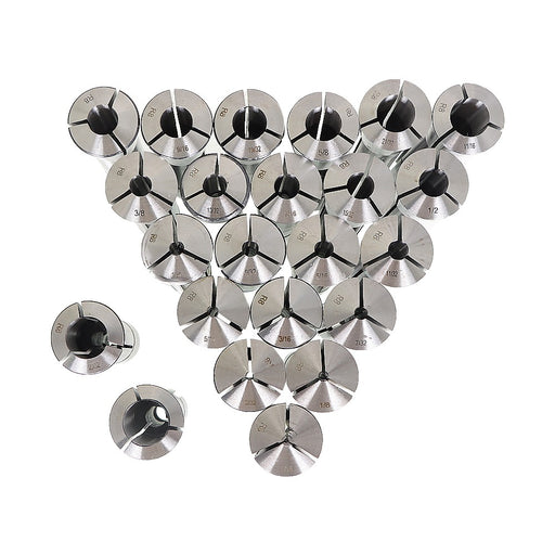 DURAFORCE 23 pcs R8 Collet Set Fractional 1/16" to 3/4" High Precision