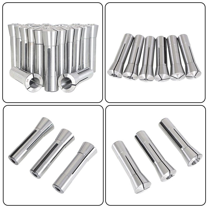 DURAFORCE 23 pcs R8 Collet Set Fractional 1/16" to 3/4" High Precision