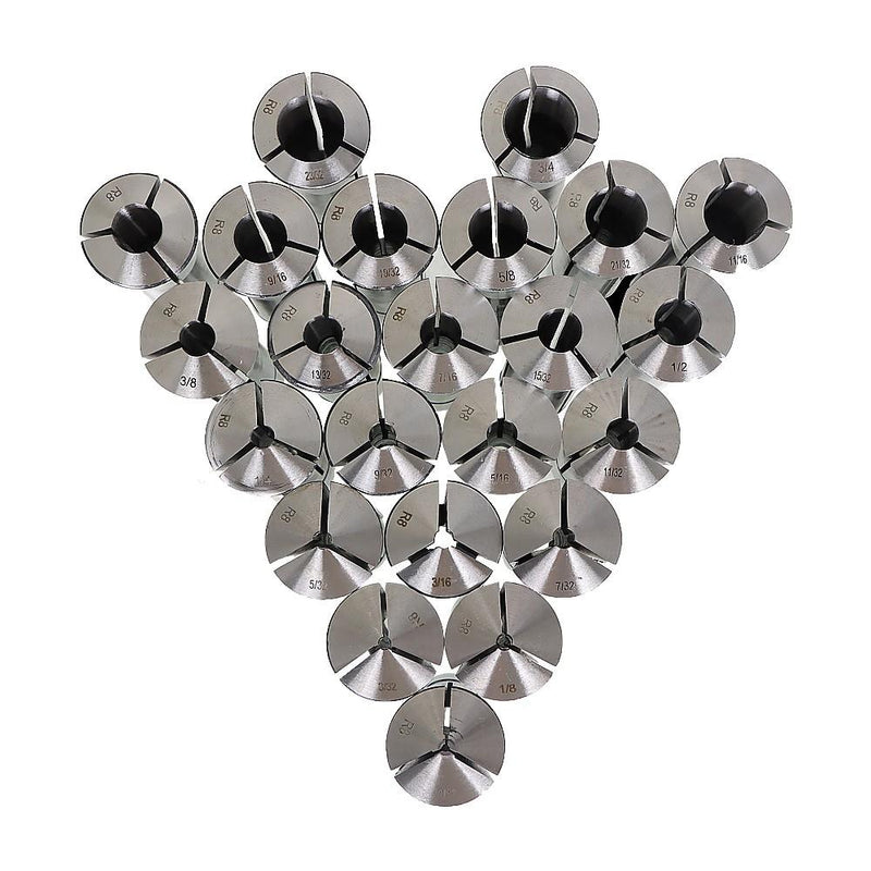DURAFORCE 23 pcs R8 Collet Set Fractional 1/16" to 3/4" High Precision