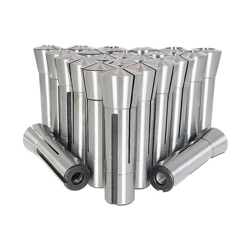 DURAFORCE 23 pcs R8 Collet Set Fractional 1/16" to 3/4" High Precision