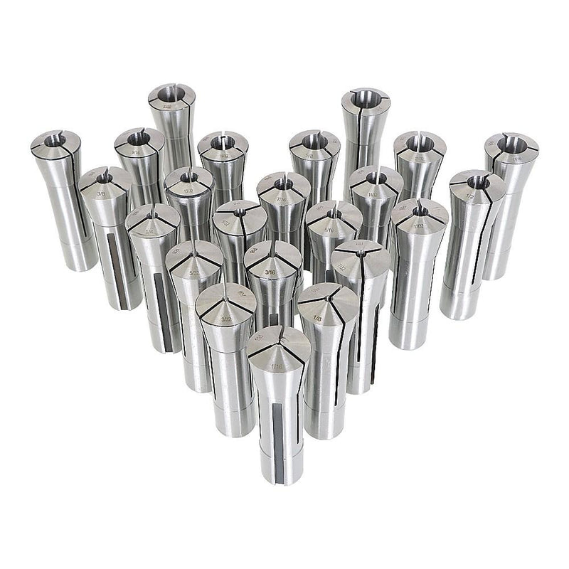 DURAFORCE 23 pcs R8 Collet Set Fractional 1/16" to 3/4" High Precision