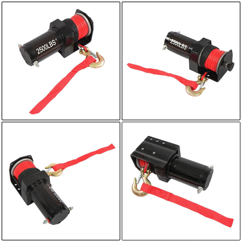 DURAFORCE 12VDC/1.3HP 2500lbs Electric Winch Synthetic Rope Nylon Towing Winches ATV UTV
