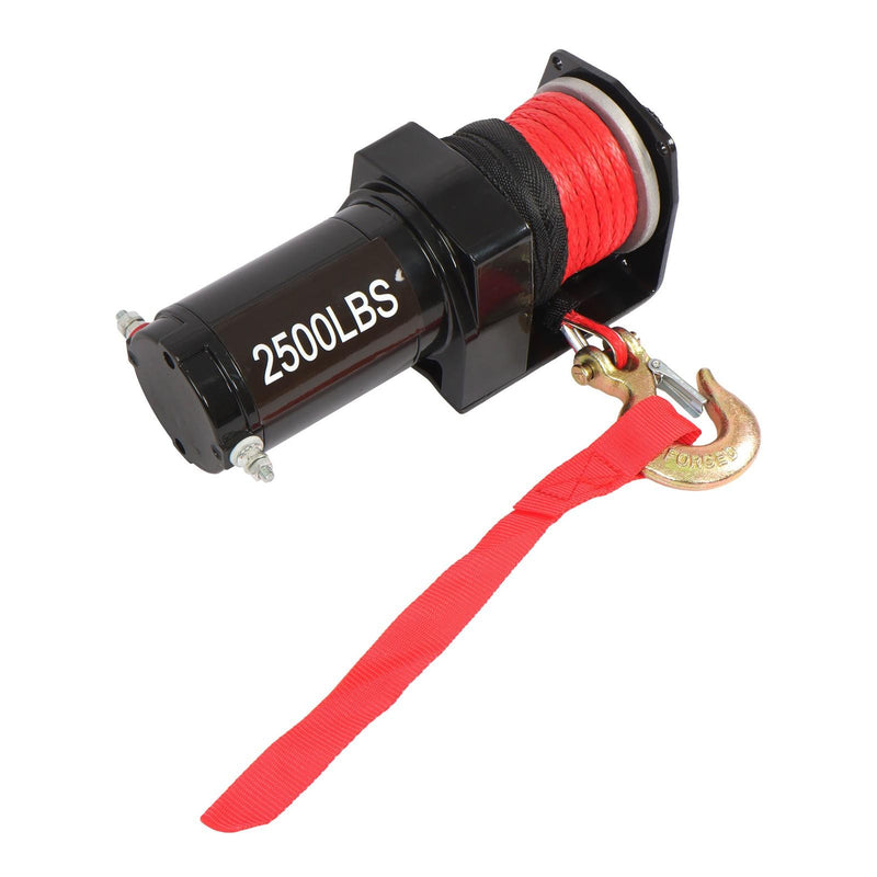 DURAFORCE 12VDC/1.3HP 2500lbs Electric Winch Synthetic Rope Nylon Towing Winches ATV UTV