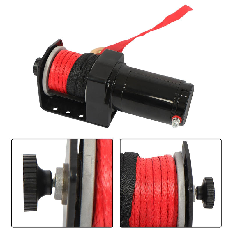 DURAFORCE 12VDC/1.3HP 2500lbs Electric Winch Synthetic Rope Nylon Towing Winches ATV UTV