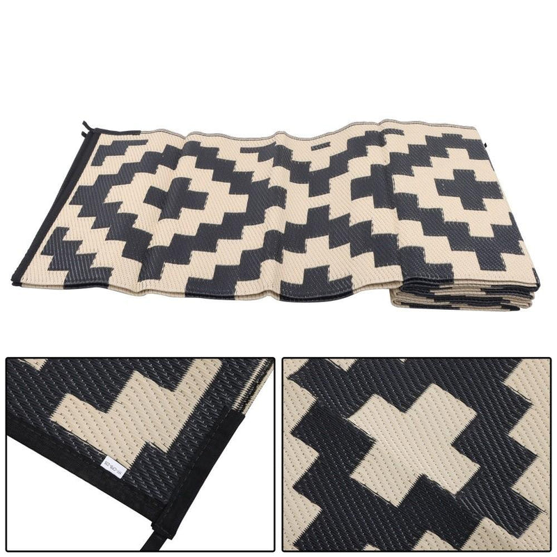 DURAFORCE Waterproof Outdoor Rug 8x10 ft Outdoor Plastic Straw Rug For Camping RV Deck