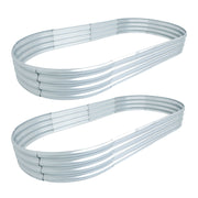DURAFORCE 2Pcs 8×4×1 ft Galvanized Raised Garden Bed Kit Raised Garden Boxes Outdoor Oval