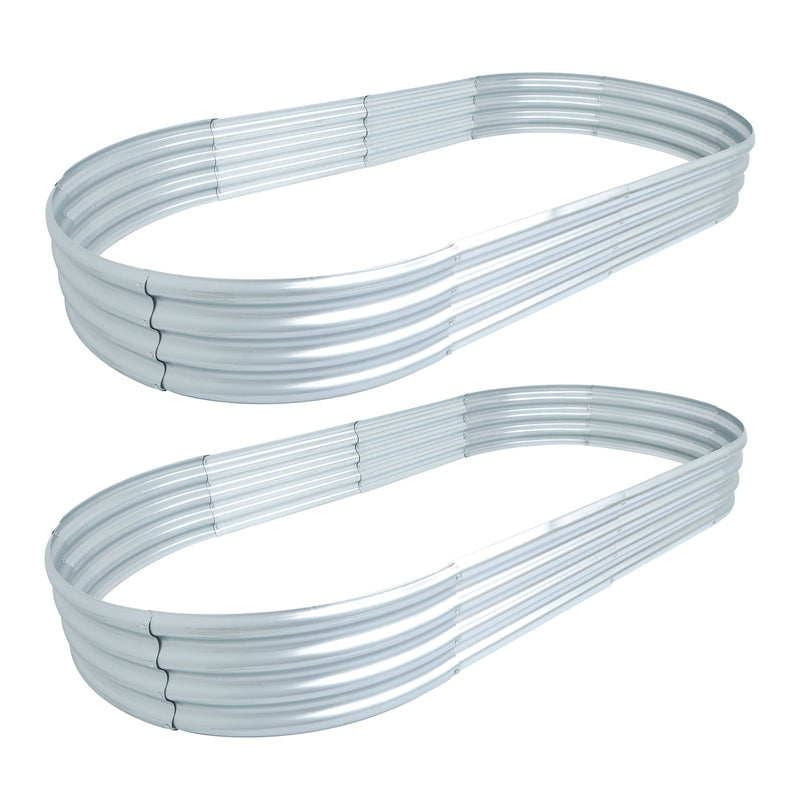 DURAFORCE 2Pcs 8×4×1 ft Galvanized Raised Garden Bed Kit Raised Garden Boxes Outdoor Oval