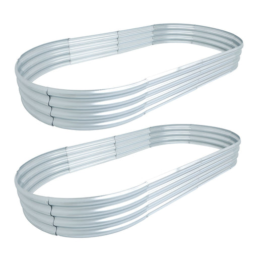 DURAFORCE 2Pcs 8×4×1 ft Galvanized Raised Garden Bed Kit Raised Garden Boxes Outdoor Oval