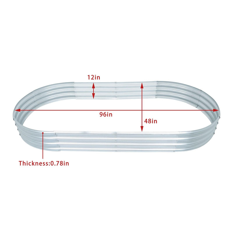DURAFORCE 2Pcs 8×4×1 ft Galvanized Raised Garden Bed Kit Raised Garden Boxes Outdoor Oval